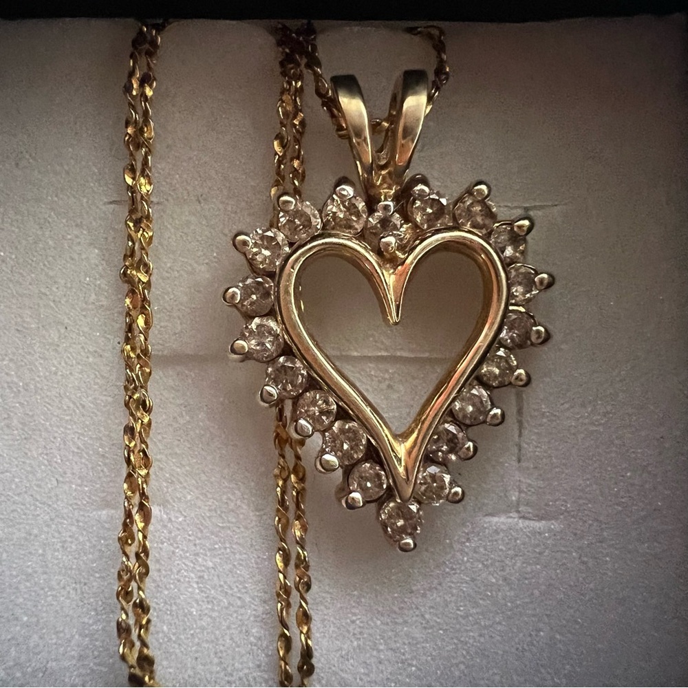 14k Gold Singapore chain diamond Pendant & Necklace